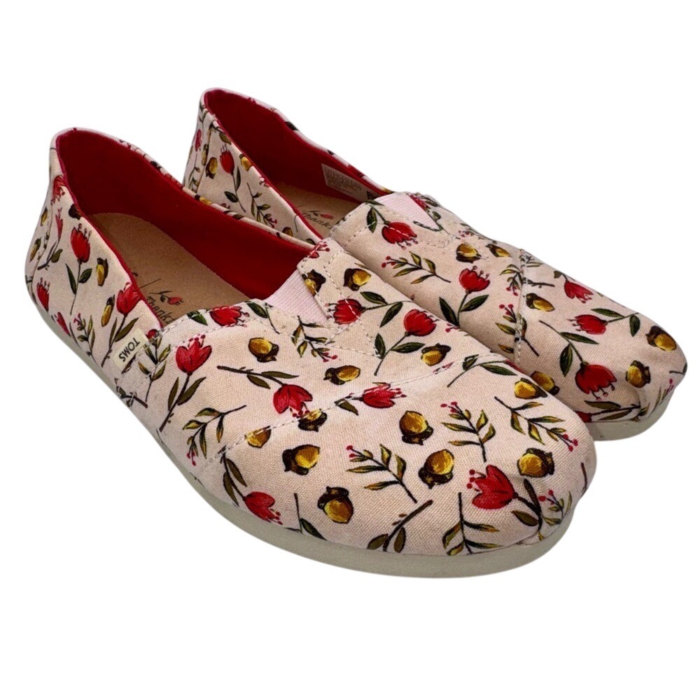 TOMS Classic Alpargata Floral Slip-on Shoes Women's 6.5 (EU 37), EUC